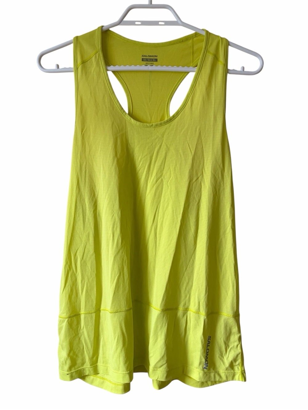 Salomon Running Tank Top Racerback Moisture Wicking Trail Hiking Yellow Flowy